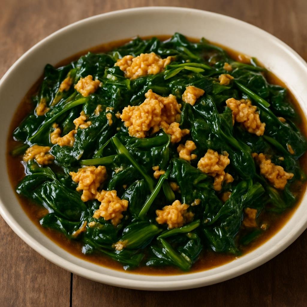 Entree: Thailand – Southern Thailand – ใบเหลียงผัดไข่ ➤ Bai liang phat khai (Stir‑fried bai liang leafy greens with eggs in a savory Thai seasoning) recipe