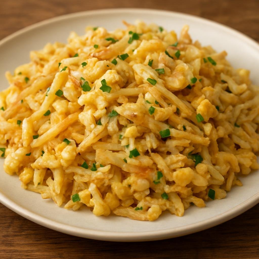 Entree: Portugal – Portuguese Seafood Coast – Bacalhau à Brás (Salted cod shredded and tossed with thin fried potatoes and scrambled eggs) recipe