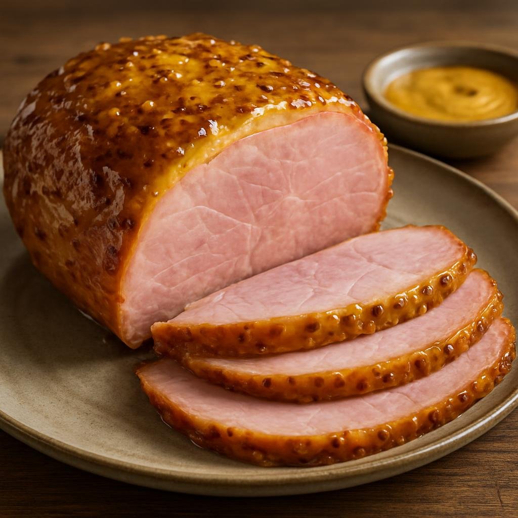 Entree: France – Champagne – Jambon de Reims (Traditional brined and gently cooked ham from Reims, typically served sliced with a glossy mustard glaze) recipe